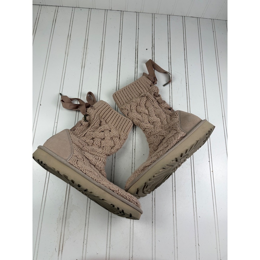 UGG Isla Cable Knit Pink Boots Women's Size 7 - Picture 2 of 12